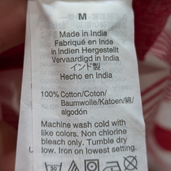 J Crew red white striped cotton 1/3 button up shirt M - Picture 8 of 8